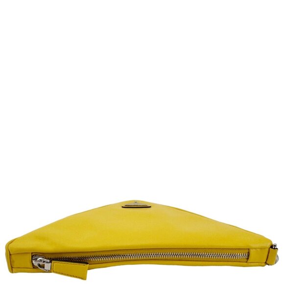 Prada  Triangle Leather Clutch Yellow - Picture 4 of 13